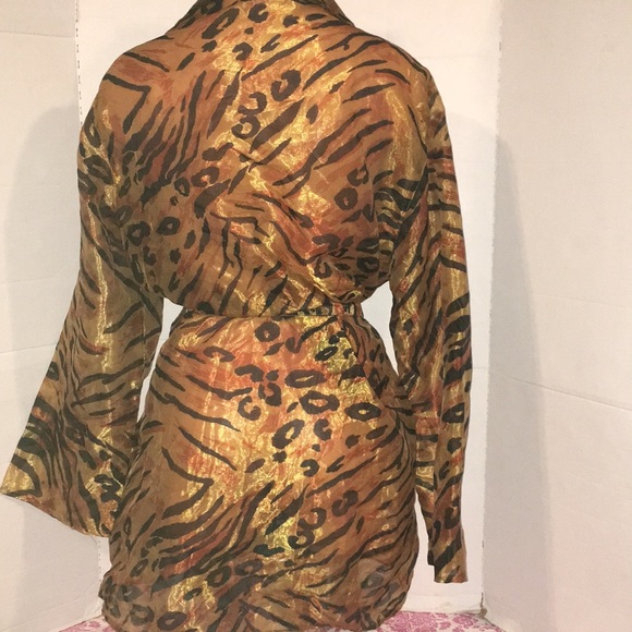 Vintage Sheer Leopard Cover up Jacket Wrap Top M - Picture 9 of 11